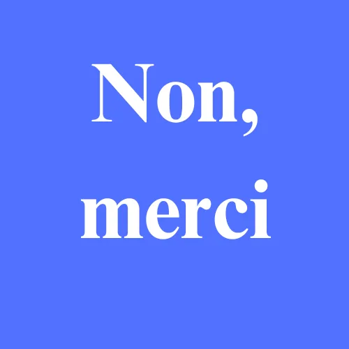 Non merci — aucun accessoire supplémentaire