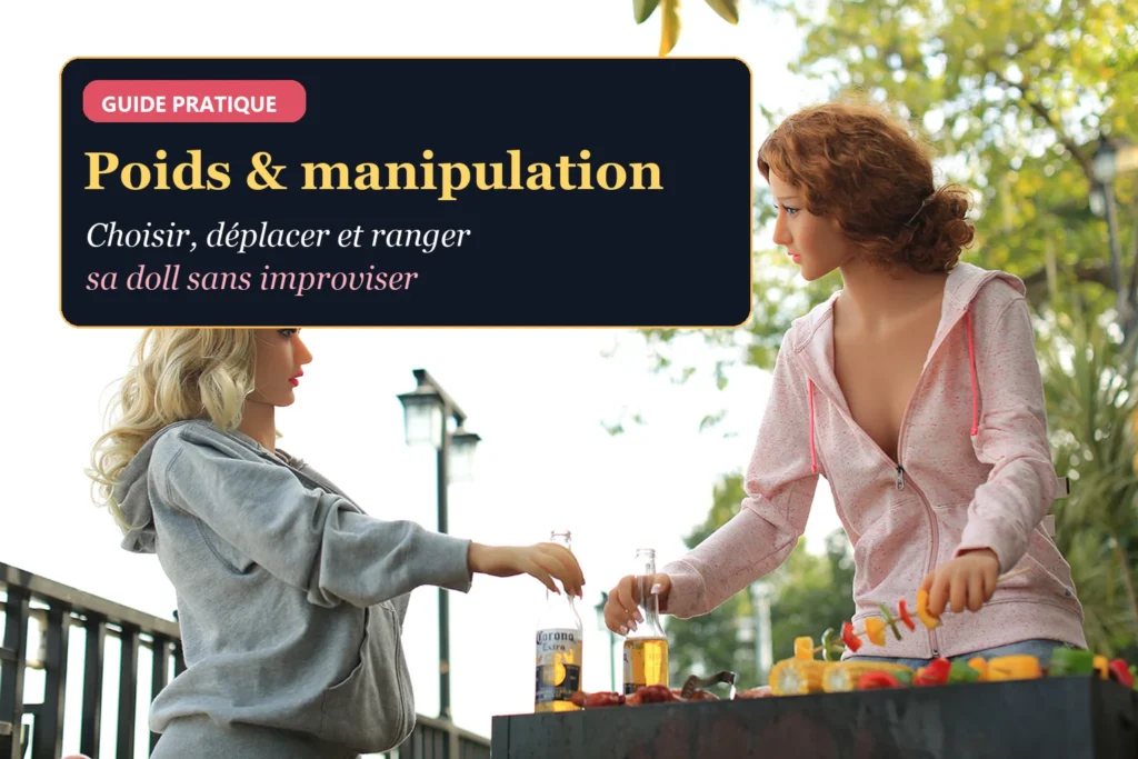 Deux poupées adultes illustrant un guide sur le poids et la manipulation